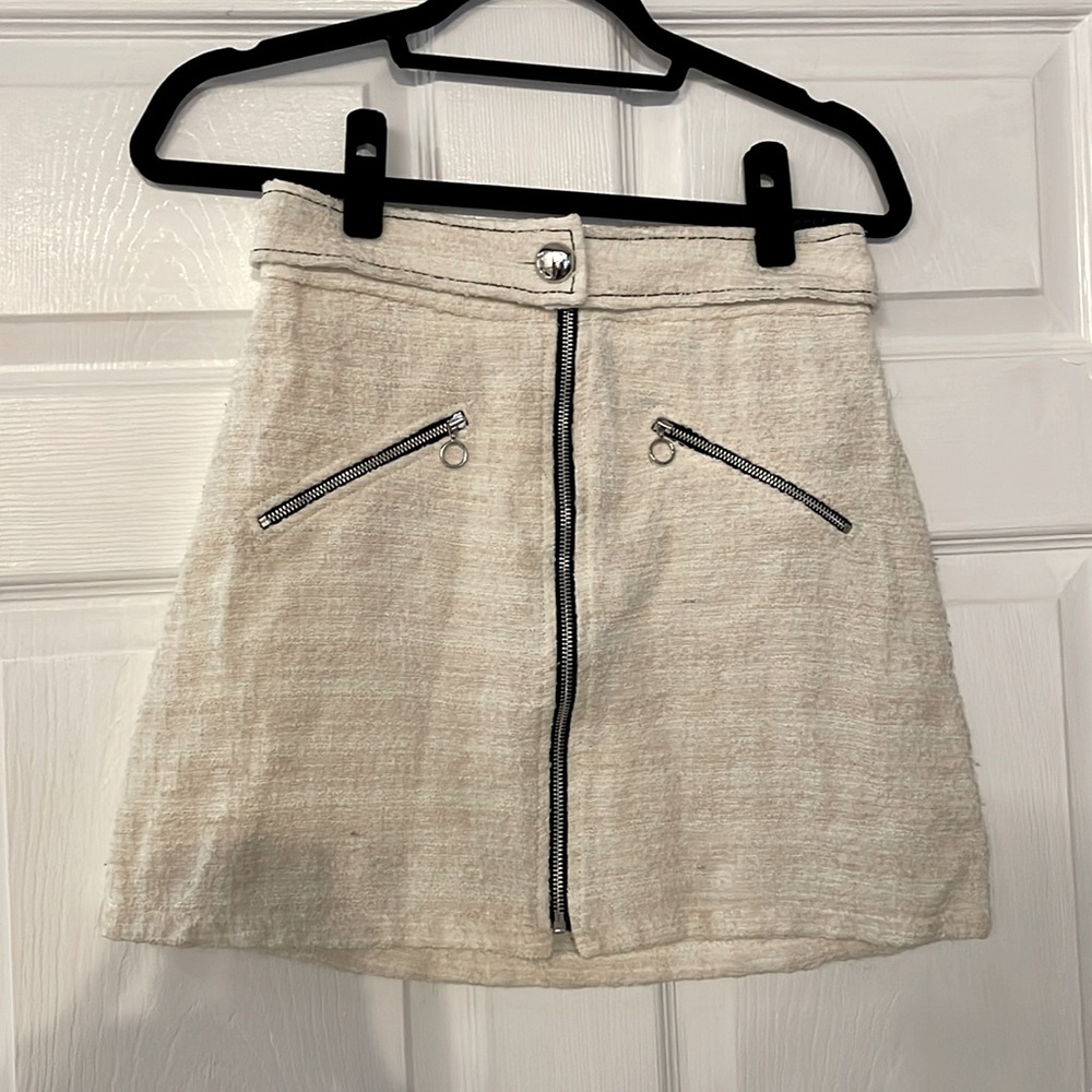 White Tweed A-line Skirt